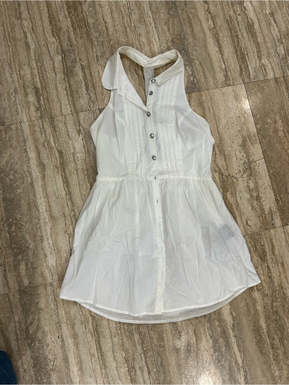 Twelve by Twelve White Sleeveless Button-Front Tunic